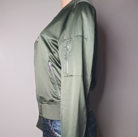 a.n.a Olive Green Bomber Jacket Size M - Picture 6 of 6